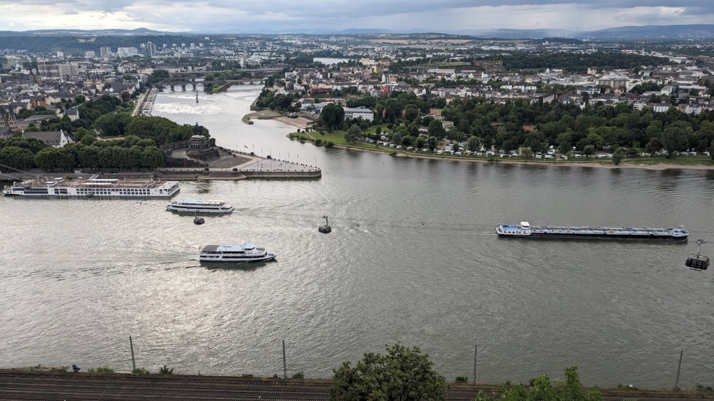 Confluence of the Rhine and Moselle Rivers in Koblenz, Germany